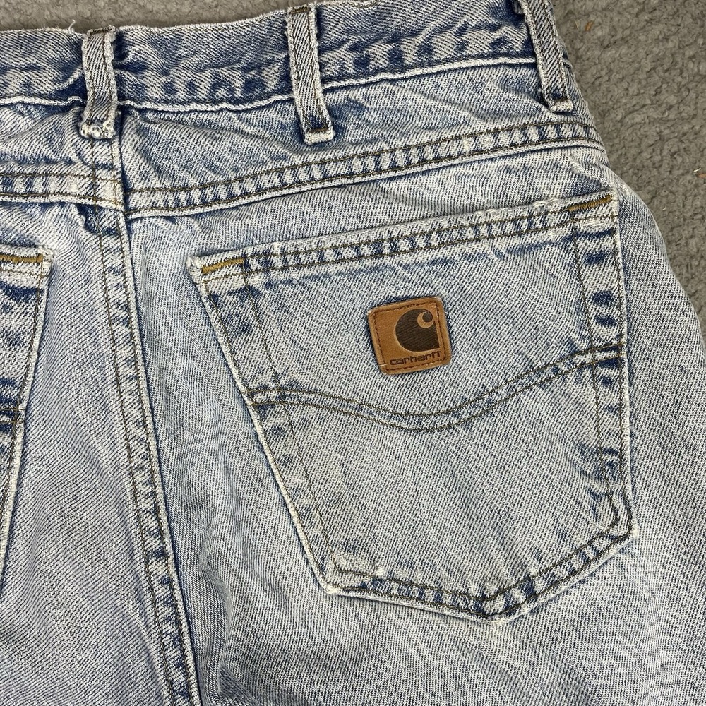 Carhartt B21 DST Jeans Mens 32x30 Blue Denim Flannel Lined Workwear Distressed